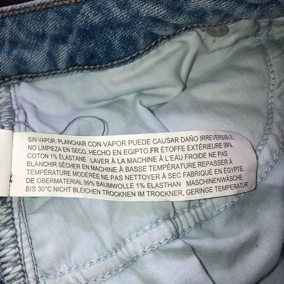 FOREVER 21 Stretch Distressed Medium Wash Denim Mini Skirt Sz 28 - Picture 7 of 7